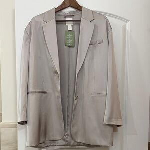 H&M Oversized Light Champagne Silk Feel Blazer